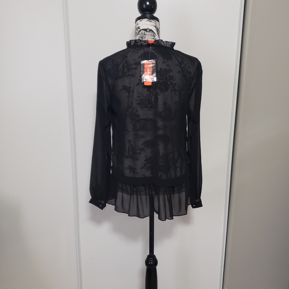 3/$15 Joe fresh sheer tunic blouse with pattern - Picture 2 of 4